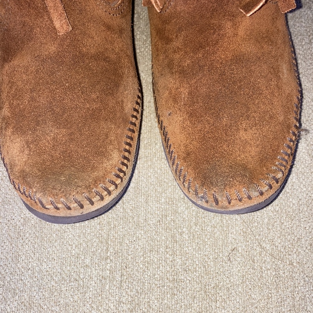 MINNETONKA 3 Layer Fringe Boot Brown Suede 1632 (Women's) Size 8 - Picture 5 of 9